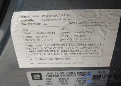2022 Buick Encore Gx Awd Preferred from USA, damaged, VIN KL4MMCSL3NB052890